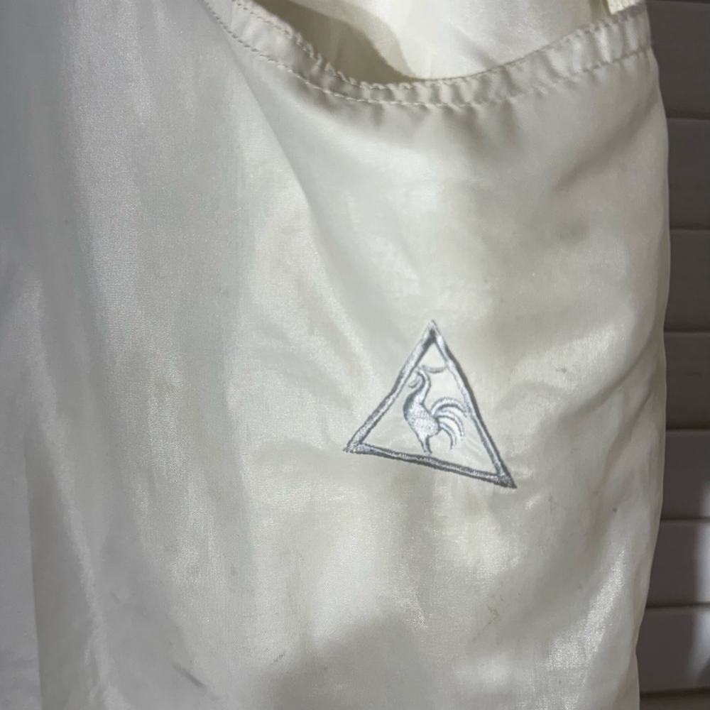 Le Coq Sportif vintage white pants wide legs waterproof elastic waist sz M - Picture 2 of 11